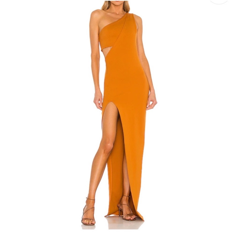 Atoir X REVOLVE Time Stands Still Cut Out Maxi Dress in Bronze Slit Gown sz M